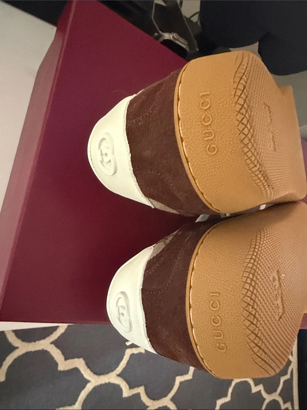 Gucci Brown GG Canvas & Suede Low-Top G75 Sneakers - Picture 5 of 7